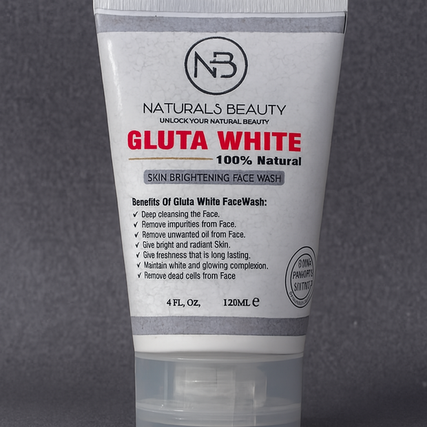 Tube of Naturals Beauty Gluta White face wash on a gray background