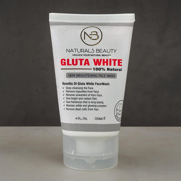 Tube of Naturals Beauty Gluta White Skin Brightening Face Wash on a gray background